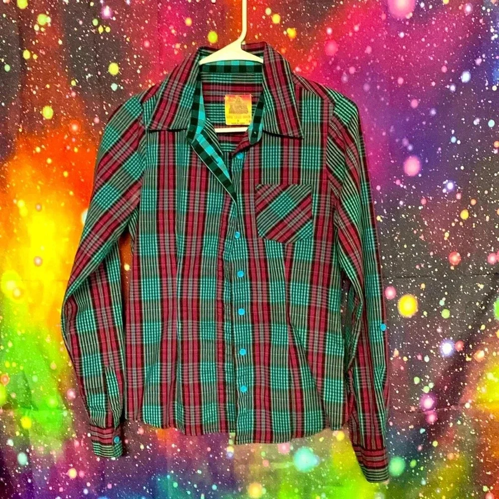 🤑Live love rock plaid shirt